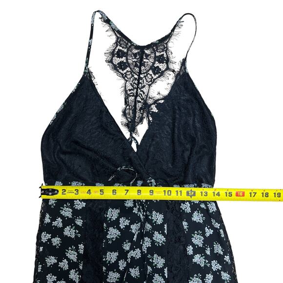 Lace Whimsigoth Maxi Dress Floral Black M Cottage Witchy Fairycore Goth Emo - Picture 12 of 14